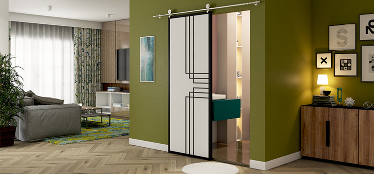sliding bathroom door installation in Wilton